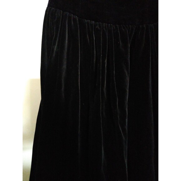 Vintage Laura Ashley 80s 90s Darted Bow Keyhole Back Strapless Black Velvet Gown - Picture 6 of 9